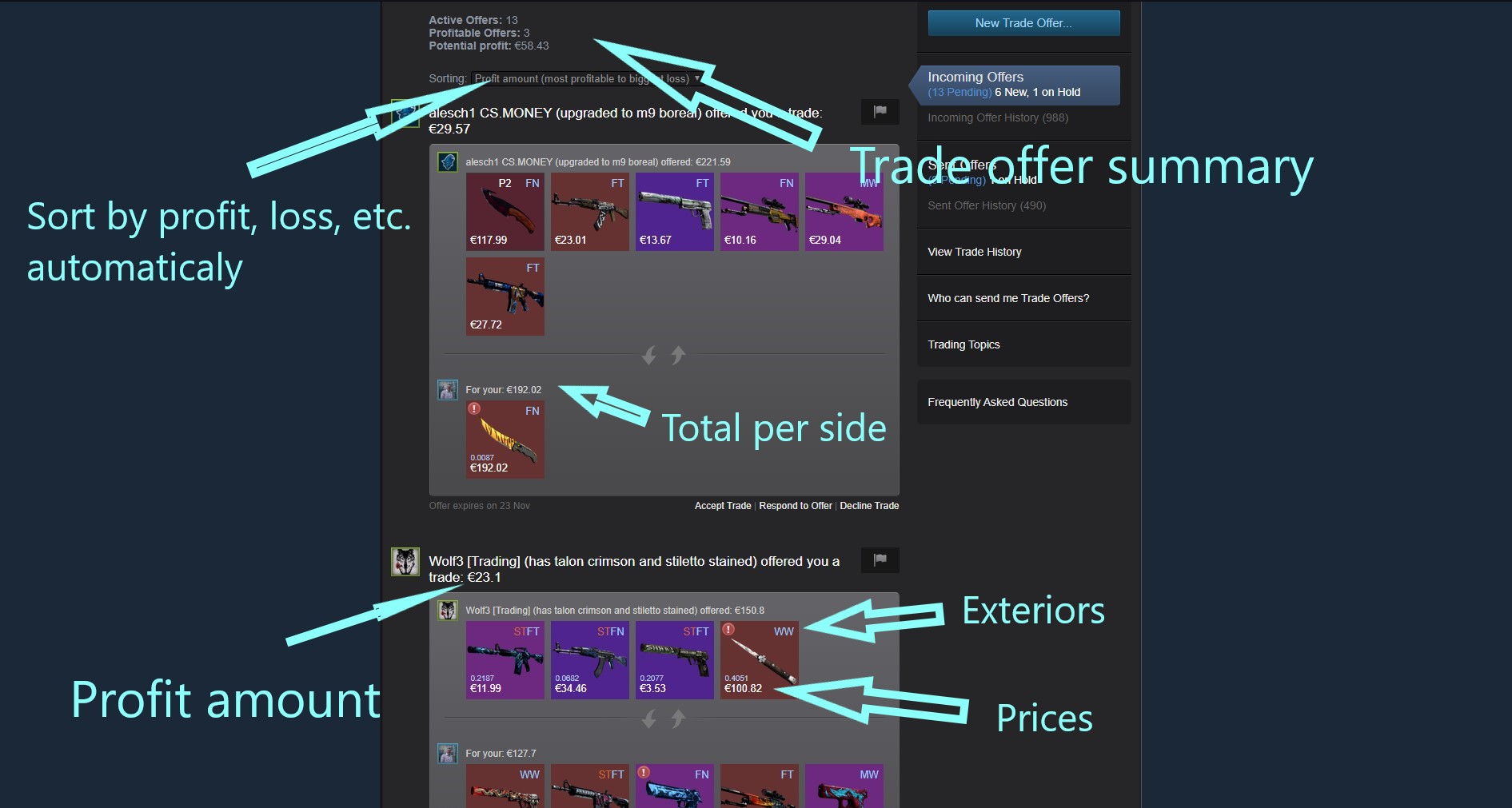 Incoming offers features Incoming offers features