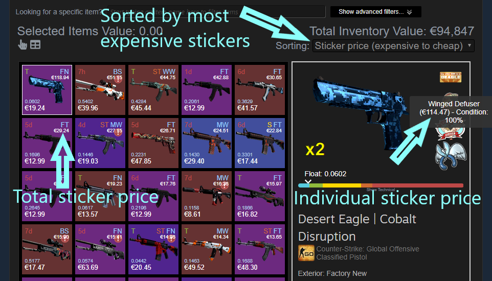 Inventory Sticker Prices and Sorting by sticker prices Inventory Sticker Prices and Sorting by sticker prices