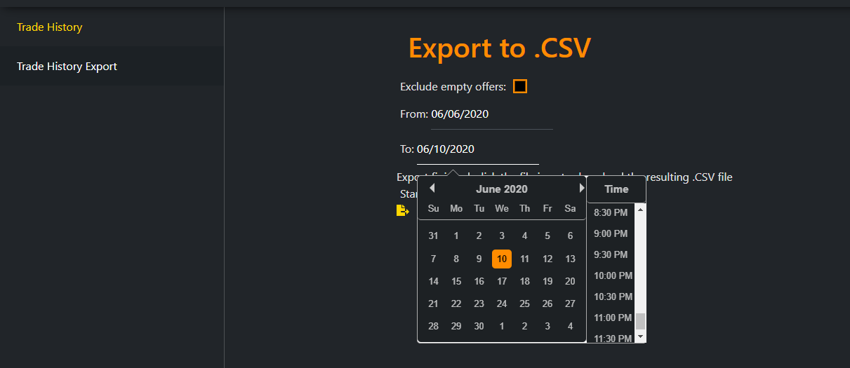 Trade History Export Trade History Export